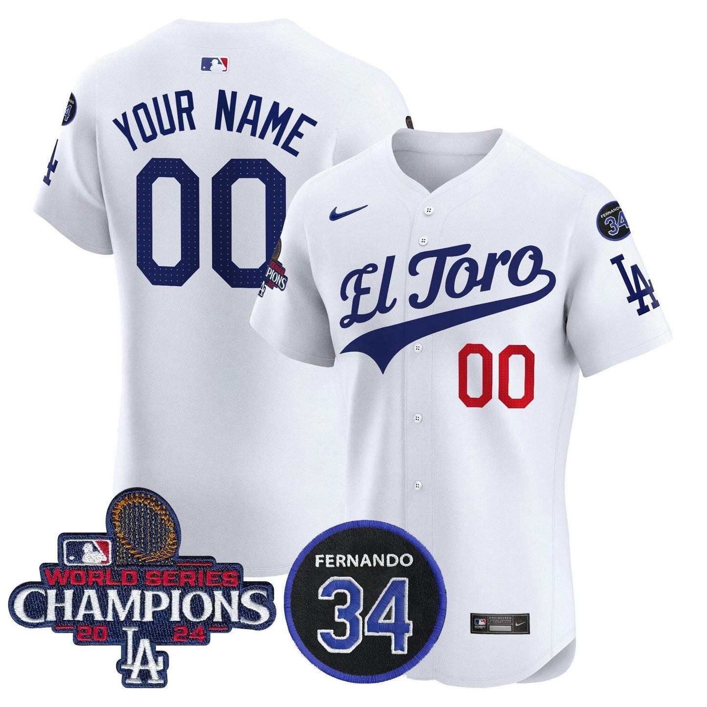 Camisa MLB El Toro 2024 World Series Champions Patch Vapor Premier Elite Jersey