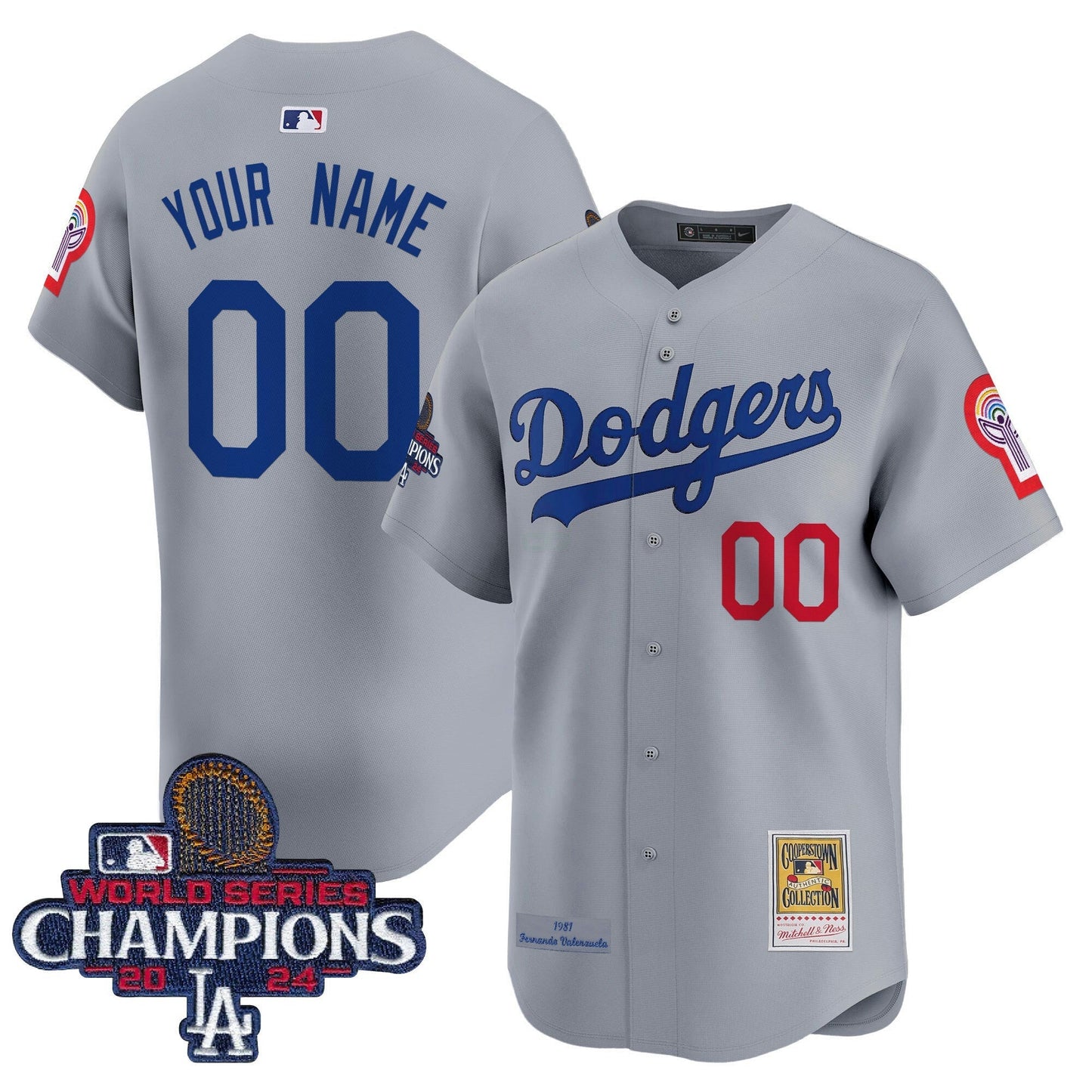 Camisa MLB Fernando 1981 & 2024 World Series Champions Patch Cooperstown Jersey - Personalizada