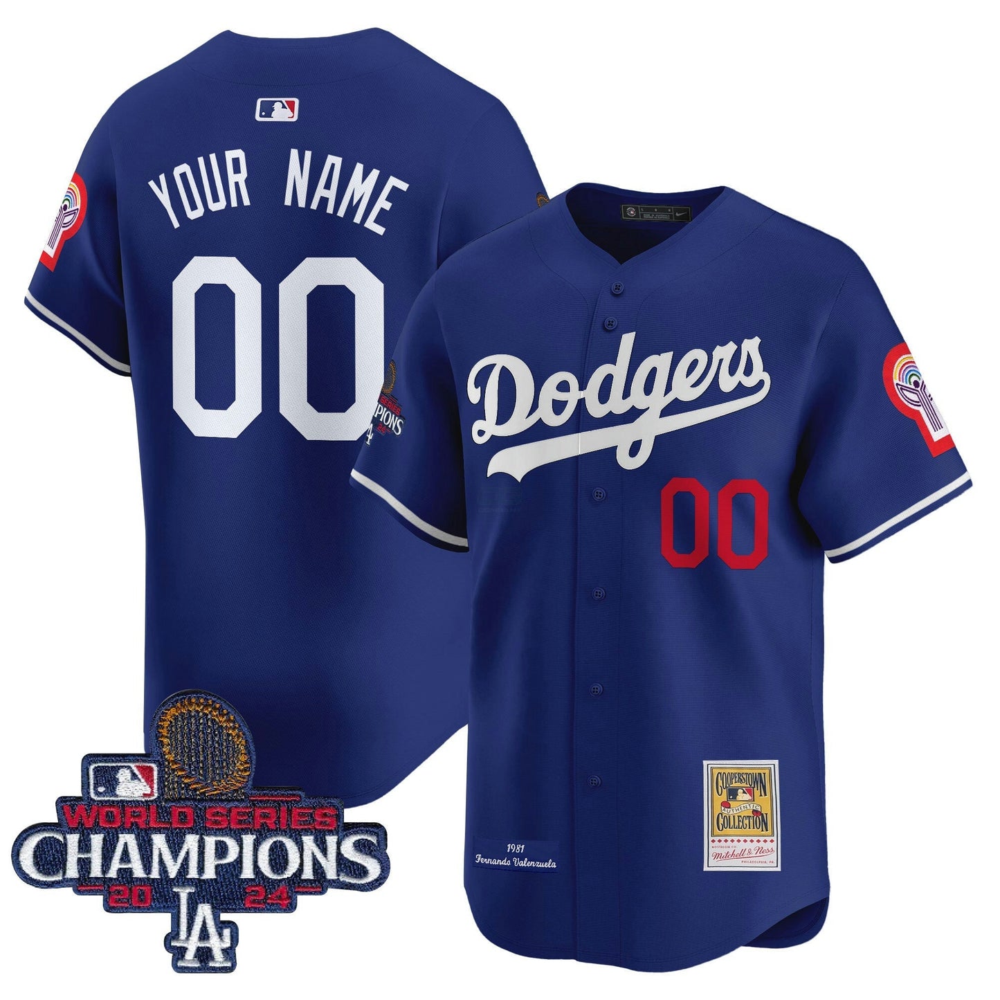 Camisa MLB Fernando 1981 & 2024 World Series Champions Patch Cooperstown Jersey - Personalizada