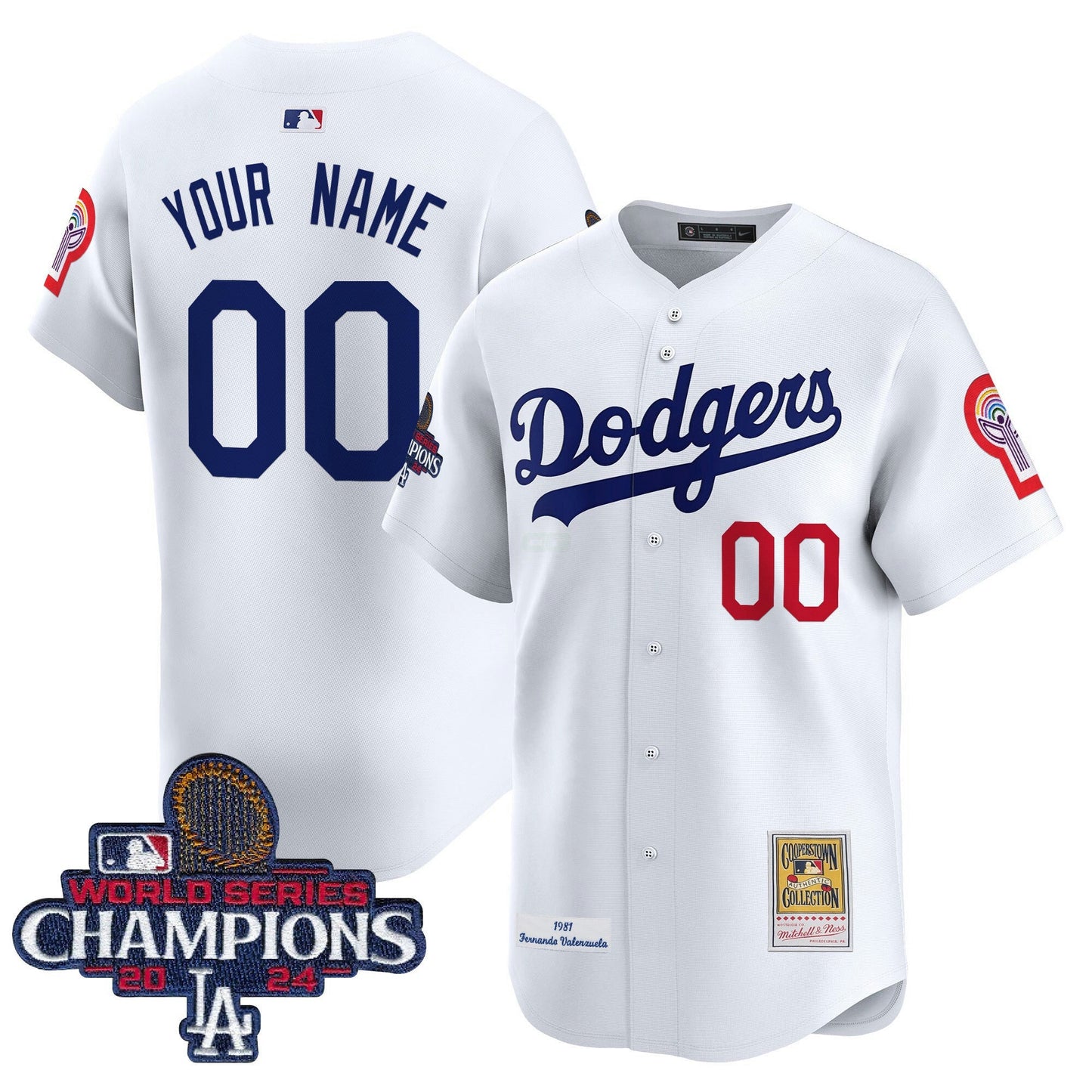 Camisa MLB Fernando 1981 & 2024 World Series Champions Patch Cooperstown Jersey - Personalizada