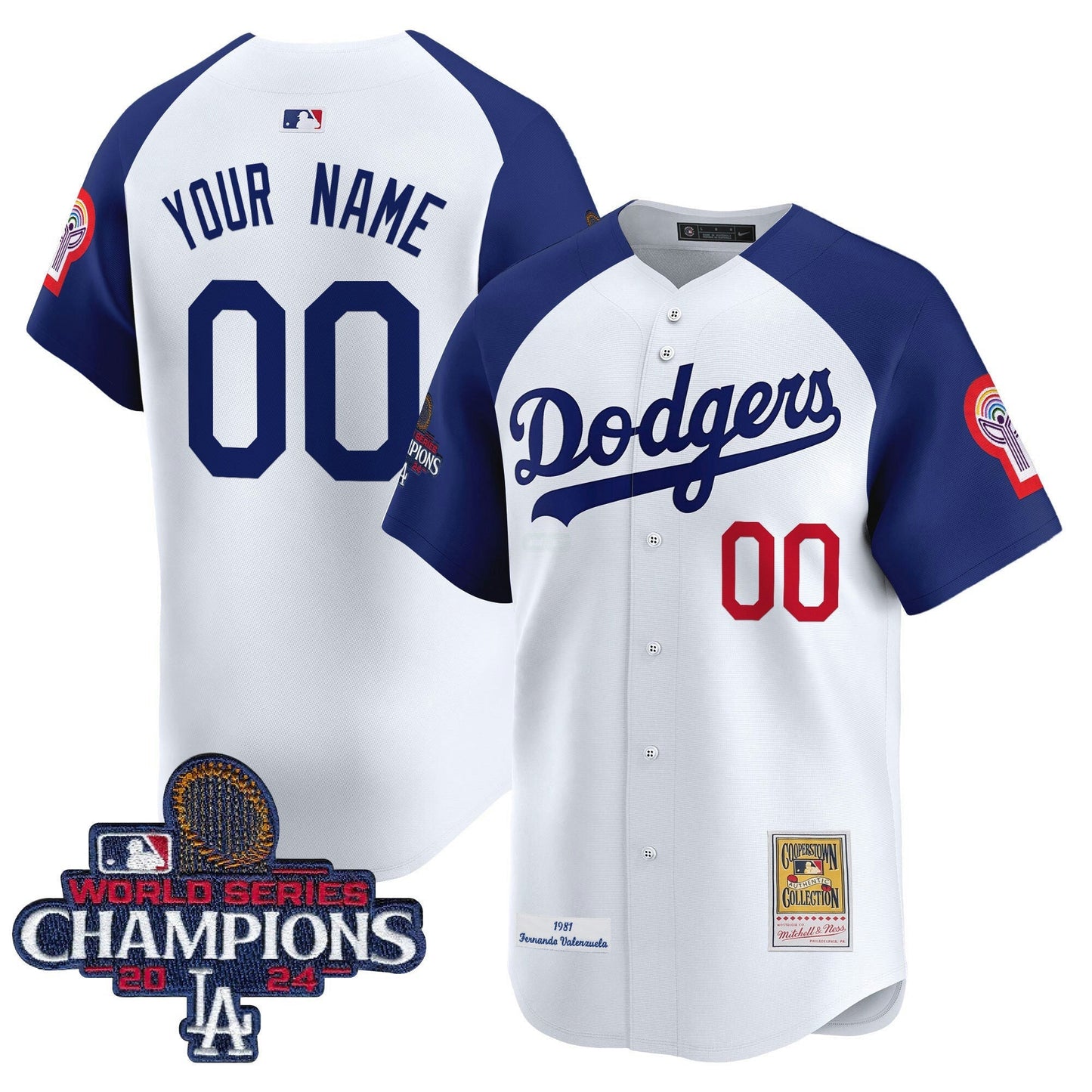 Camisa MLB Fernando 1981 & 2024 World Series Champions Patch Cooperstown Jersey - Personalizada