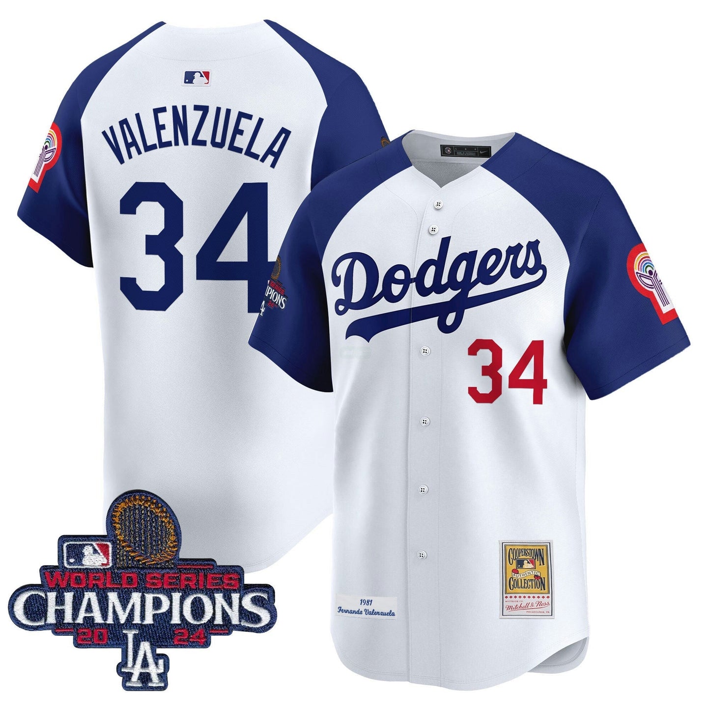Camisa MLB Fernando 1981 & 2024 World Series Champions Patch Cooperstown Jersey