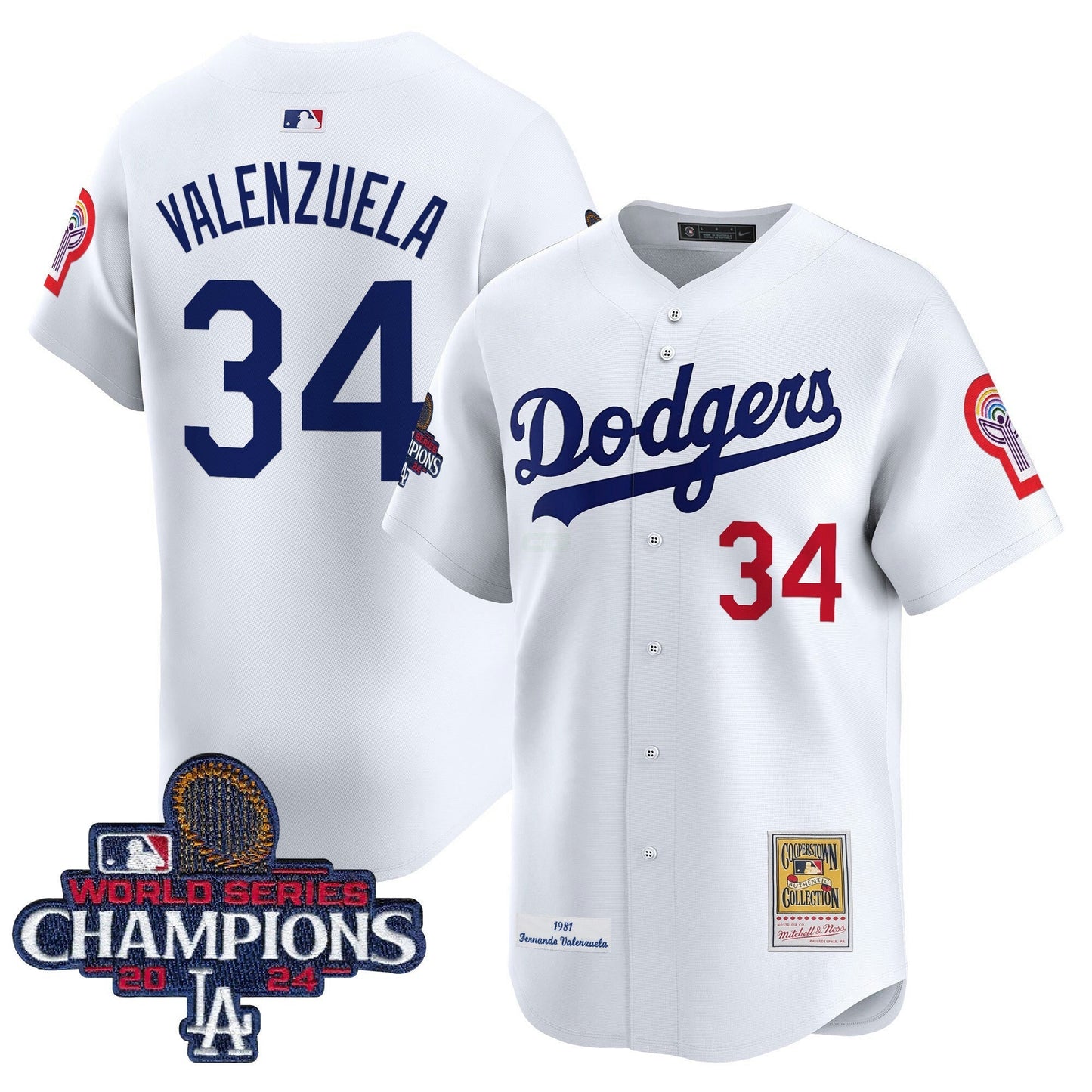 Camisa MLB Fernando 1981 & 2024 World Series Champions Patch Cooperstown Jersey