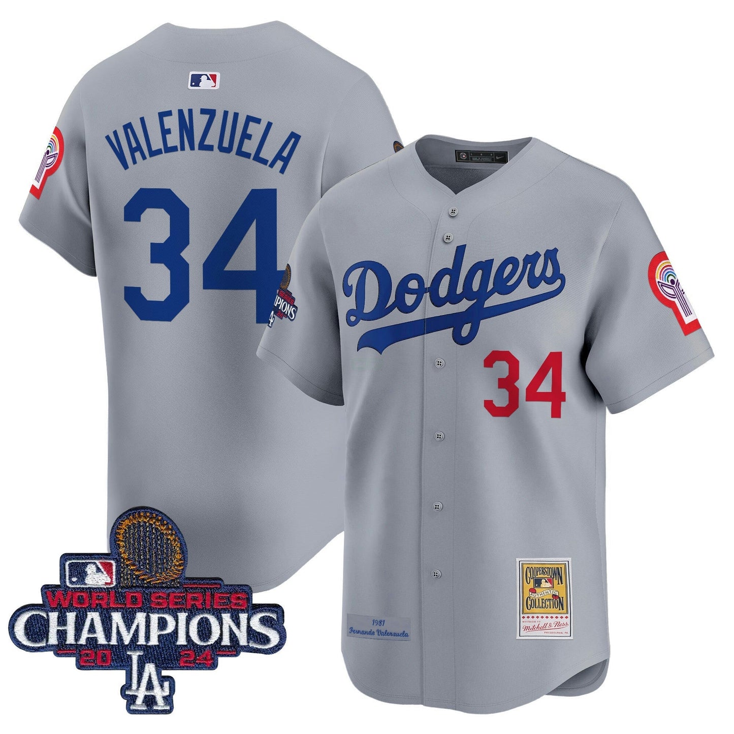 Camisa MLB Fernando 1981 & 2024 World Series Champions Patch Cooperstown Jersey