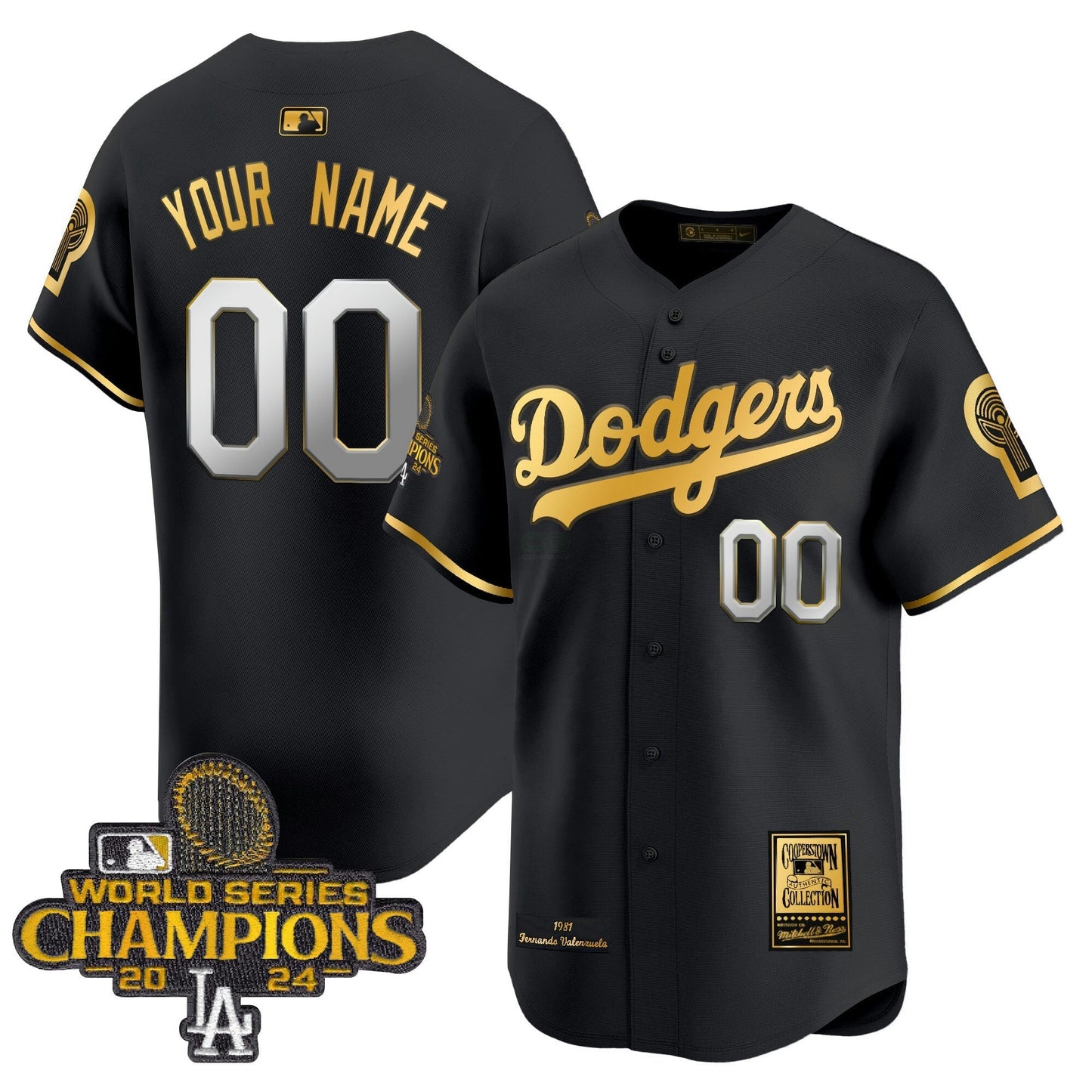 Camisa MLB Fernando 1981 & 2024 World Series Champions Patch Cooperstown Jersey - Personalizada