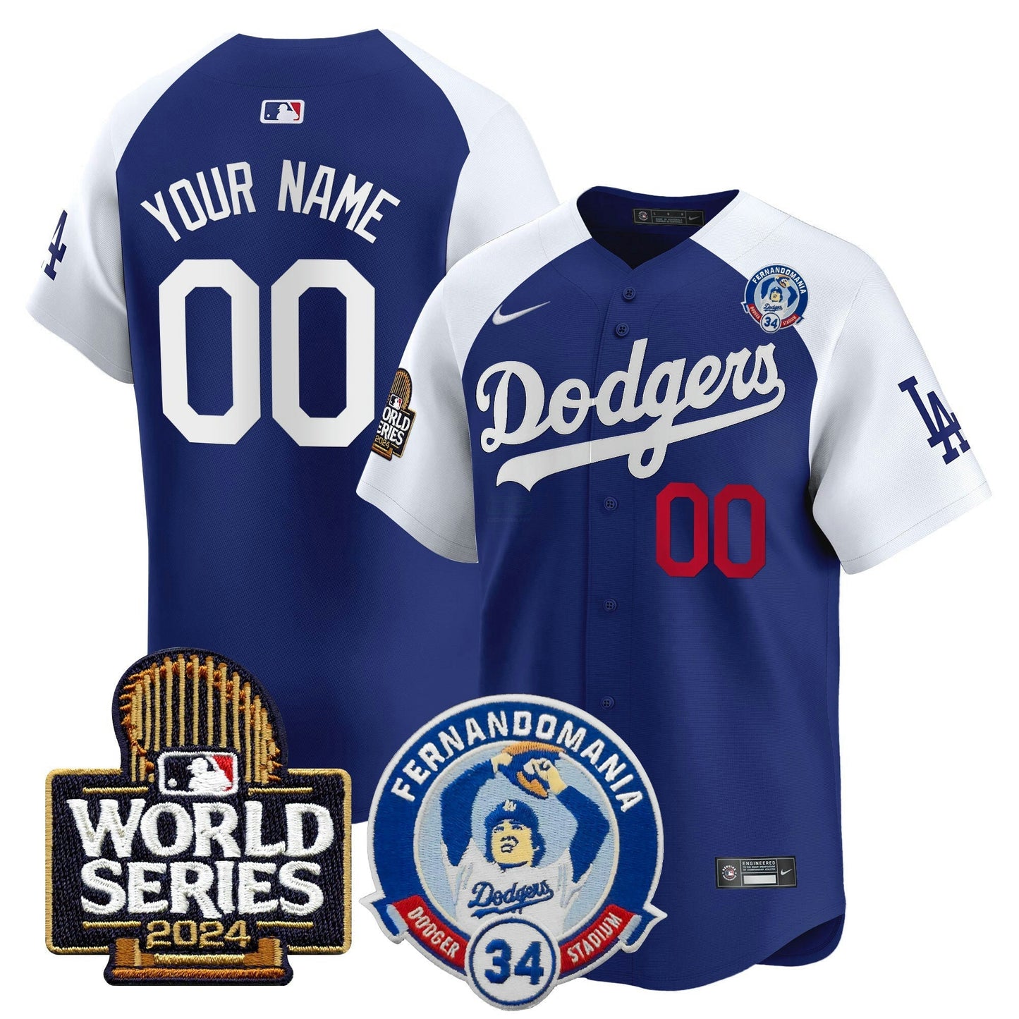 Camisa MLB Fernando Valenzuela & 2024 World Series Patch Vapor Premier Limited Jersey V3