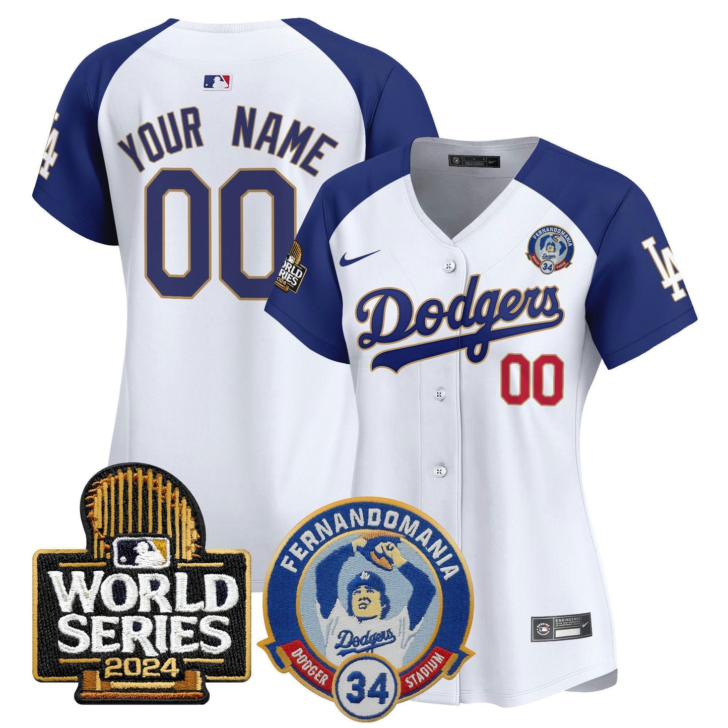 Camisa MLB Fernando Valenzuela & 2024 World Series Patch Vapor Premier Limited Jersey