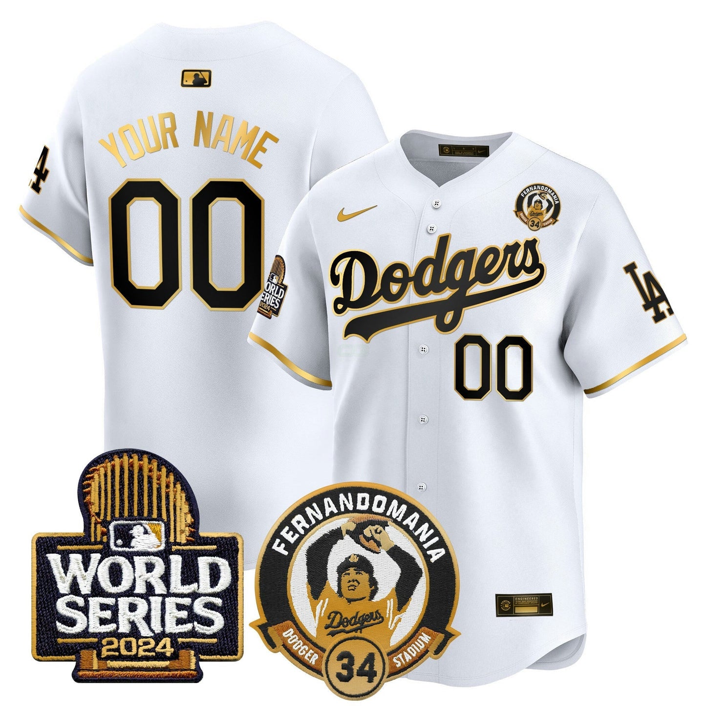 Camisa MLB Fernando Valenzuela & 2024 World Series Patch Vapor Premier Limited Jersey