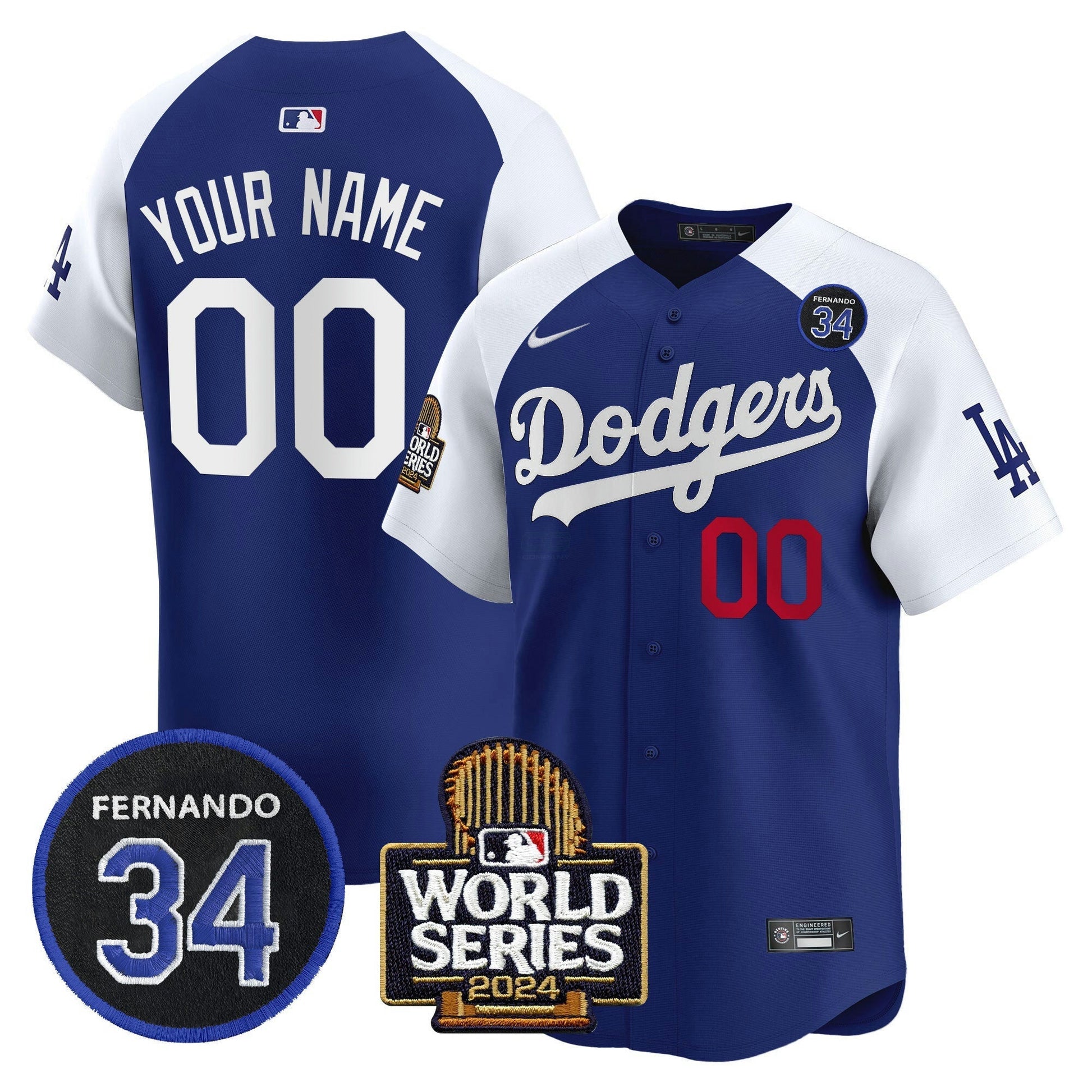 Camisa MLB Fernando Valenzuela & 2024 World Series Patch Vapor Premier Limited Jersey V2
