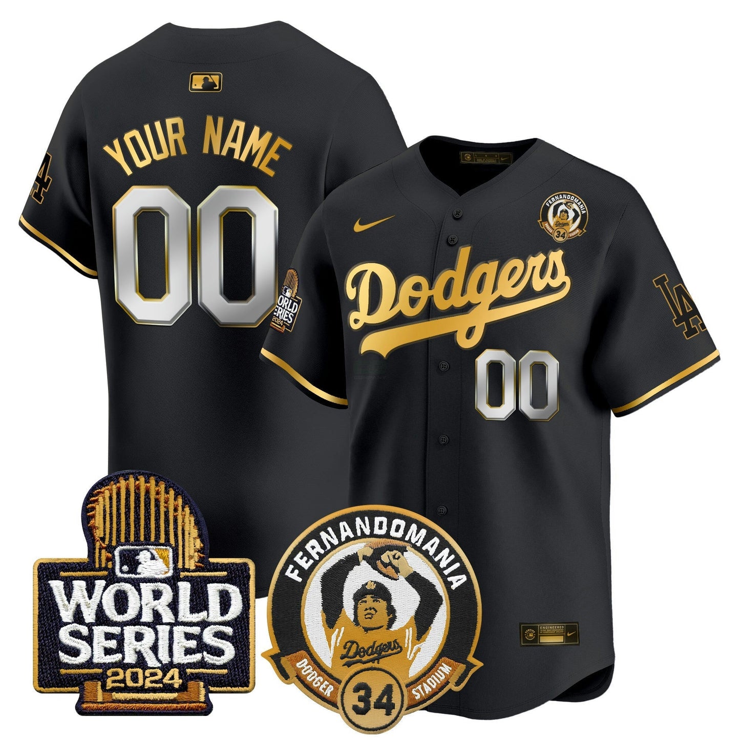 Camisa MLB Fernando Valenzuela & 2024 World Series Patch Vapor Premier Limited Jersey