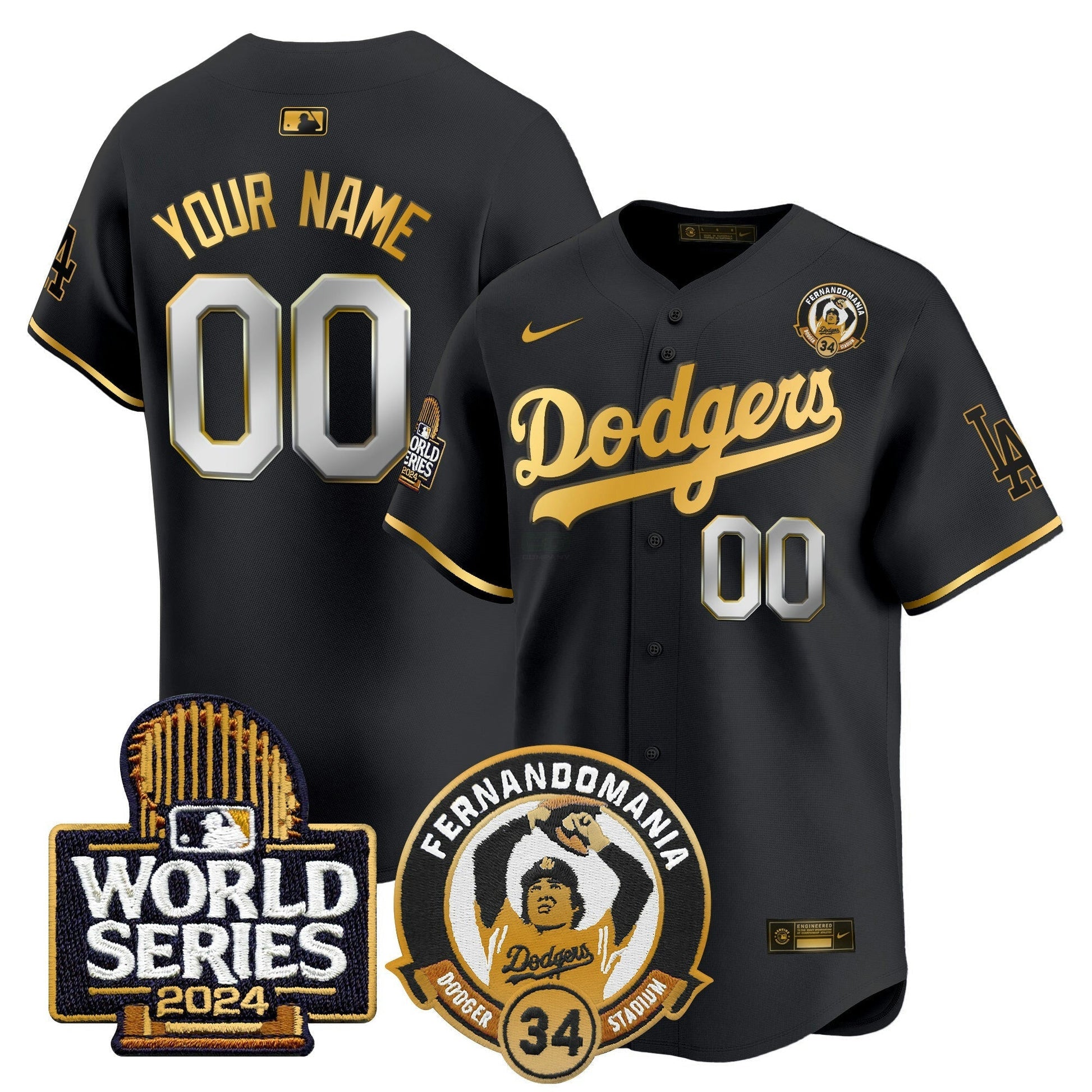 Camisa MLB Fernando Valenzuela & 2024 World Series Patch Vapor Premier Limited Jersey