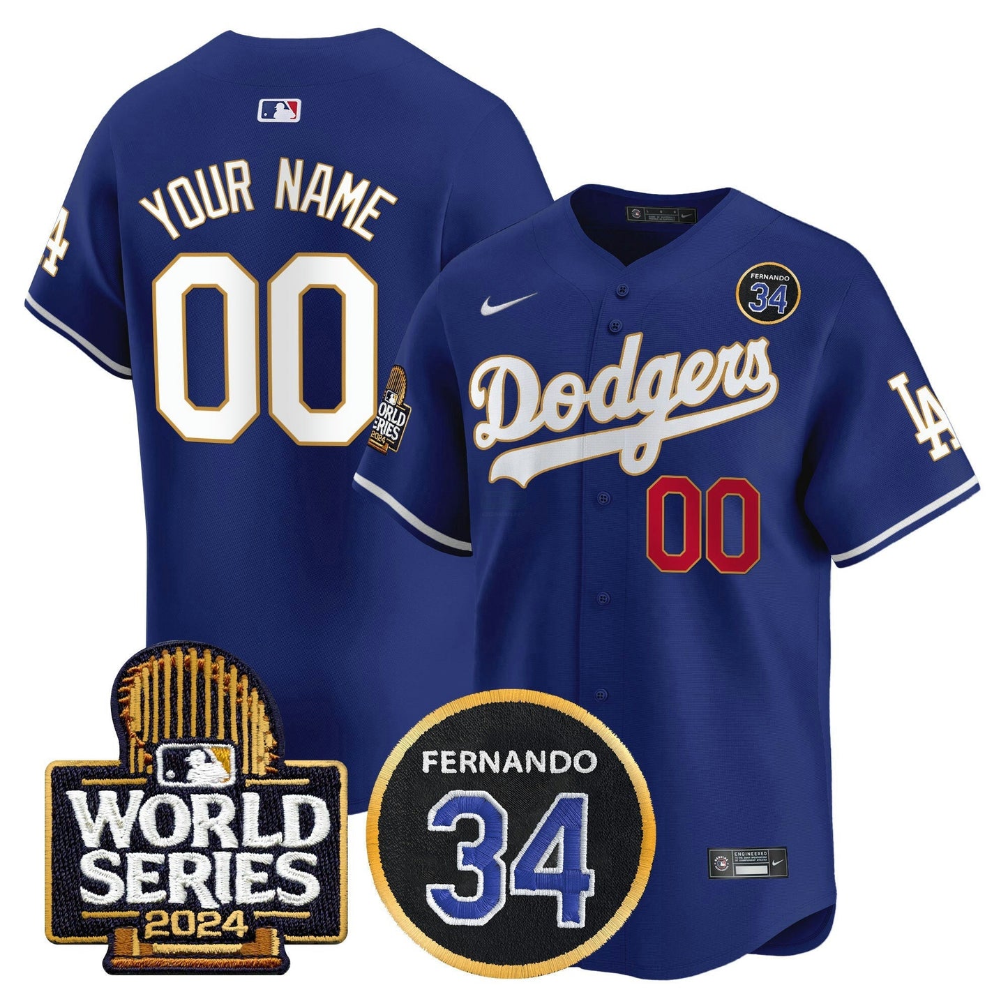 Camisa MLB Fernando Valenzuela Memorial & 2024 World Series Patch Vapor Premier Limited Jersey