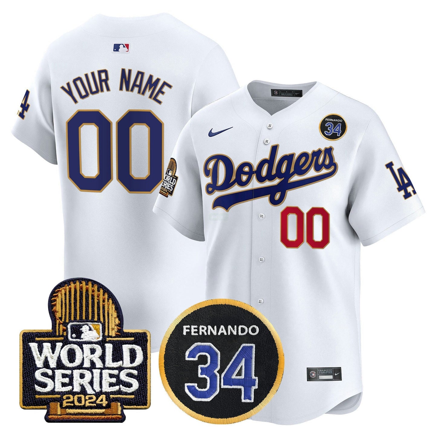 Camisa MLB Fernando Valenzuela Memorial & 2024 World Series Patch Vapor Premier Limited Jersey