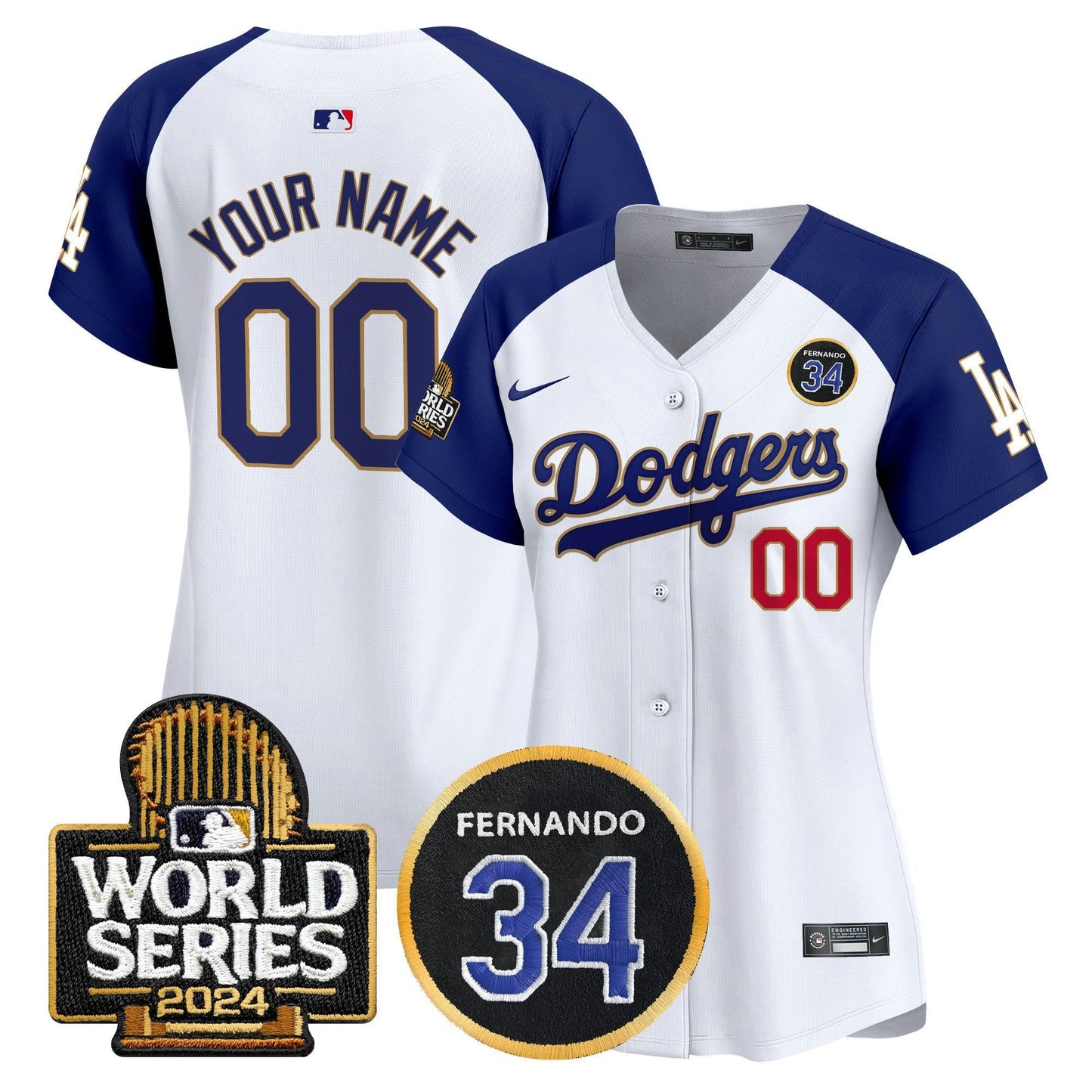 Camisa MLB Fernando Valenzuela Memorial & 2024 World Series Patch Vapor Premier Limited Jersey