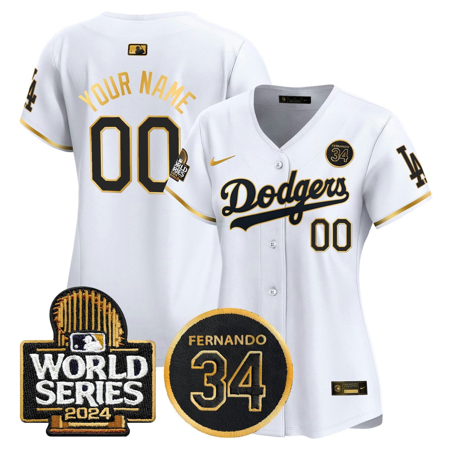 Camisa MLB Fernando Valenzuela Memorial & 2024 World Series Patch Vapor Premier Limited Jersey