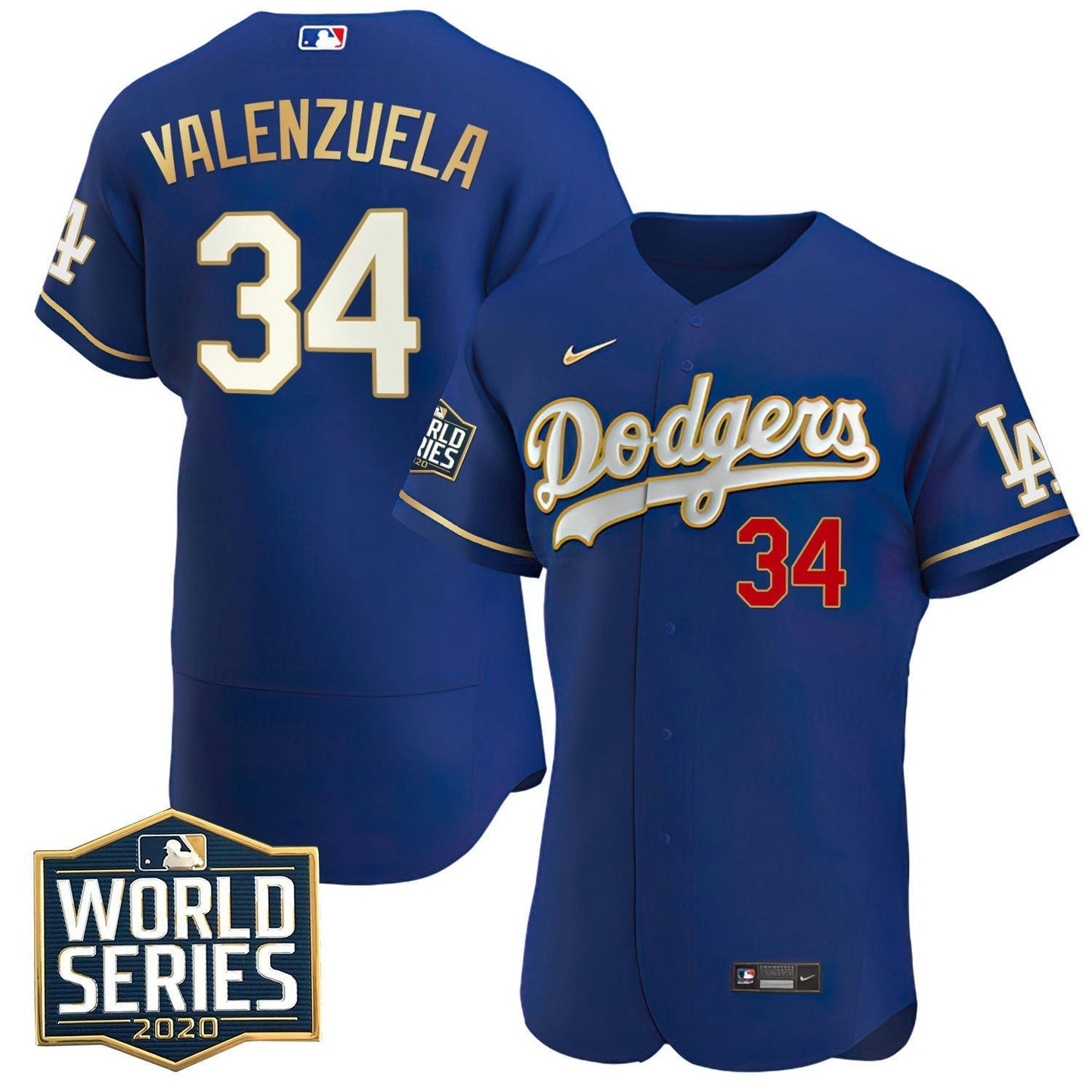 Camisa MLB Fernando Valenzuela World Series 2020 Patch Flex Base Jersey