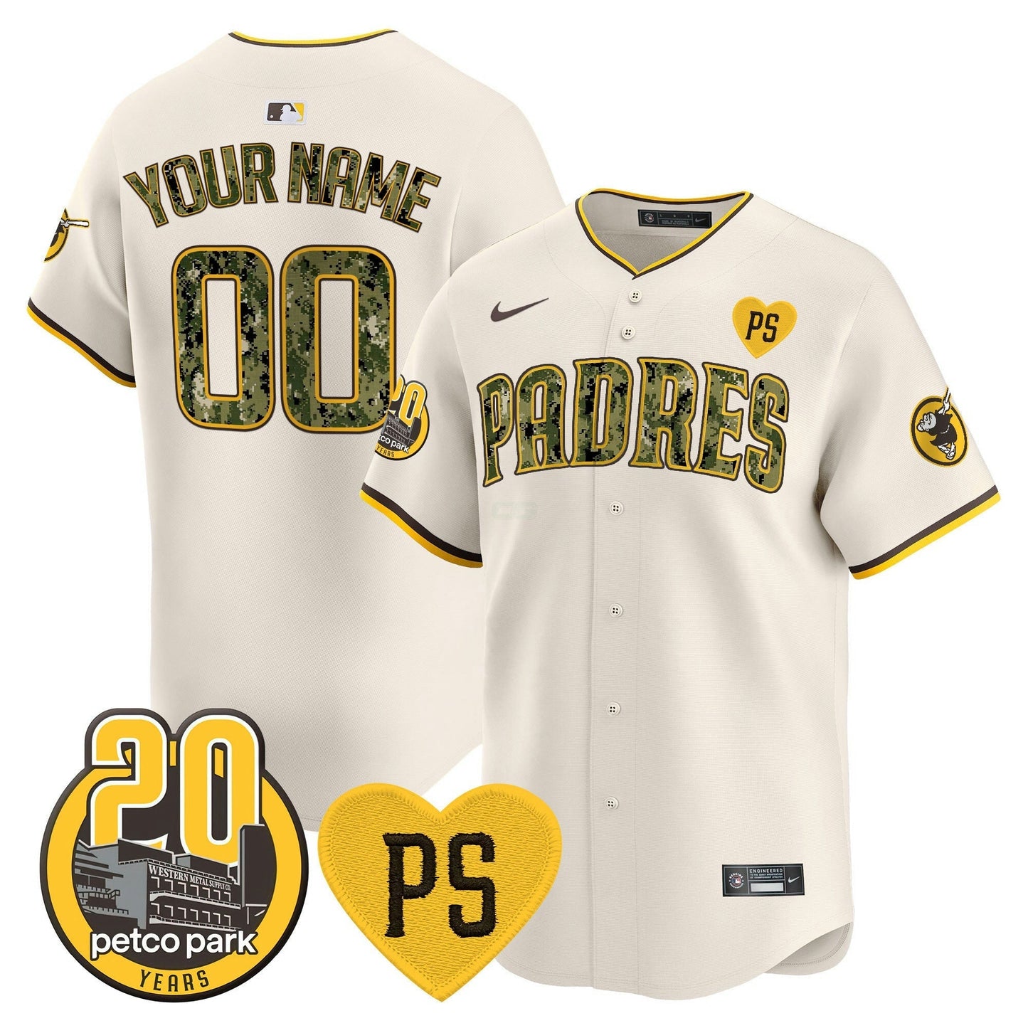 Camisa MLB “For Peter” & Petco Park 20th Patch USMC Vapor Premier Limited Jersey V2