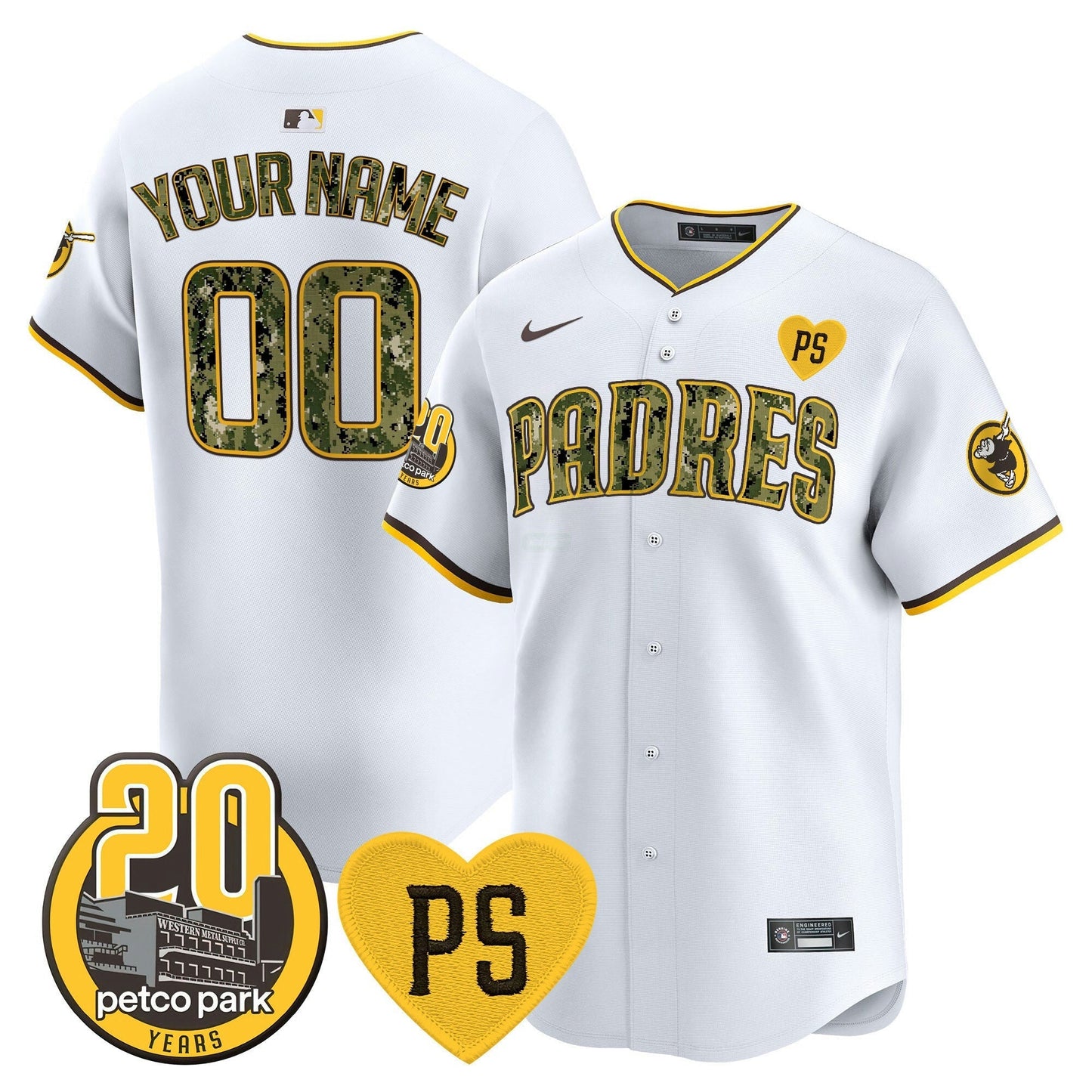 Camisa MLB “For Peter” & Petco Park 20th Patch USMC Vapor Premier Limited Jersey V2