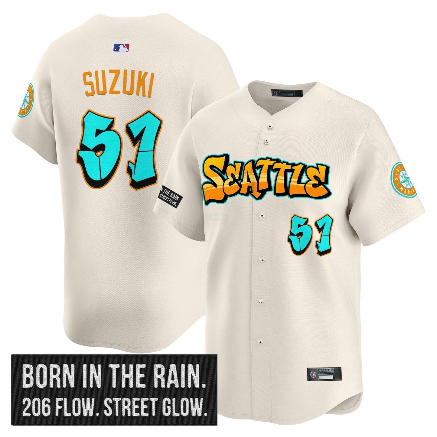 Camisa MLB Seattle Mariners Graffiti Emerald Drop Limited Jersey