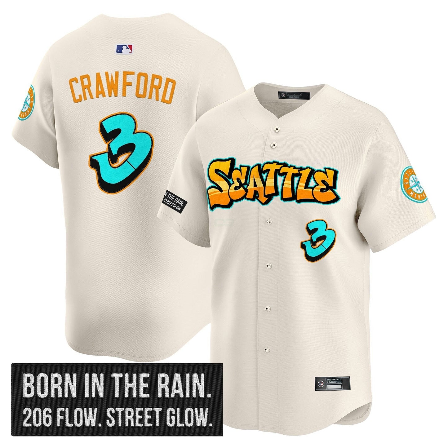 Camisa MLB Seattle Mariners Graffiti Emerald Drop Limited Jersey