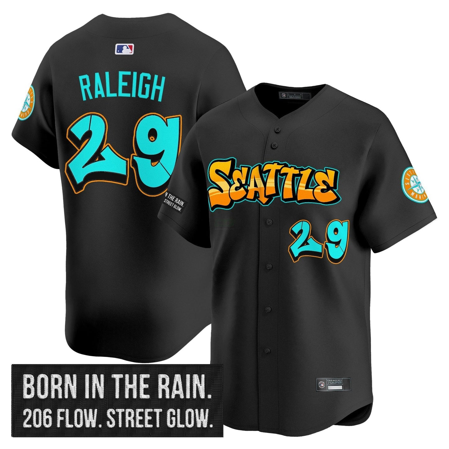 Camisa MLB Seattle Mariners Graffiti Emerald Drop Limited Jersey