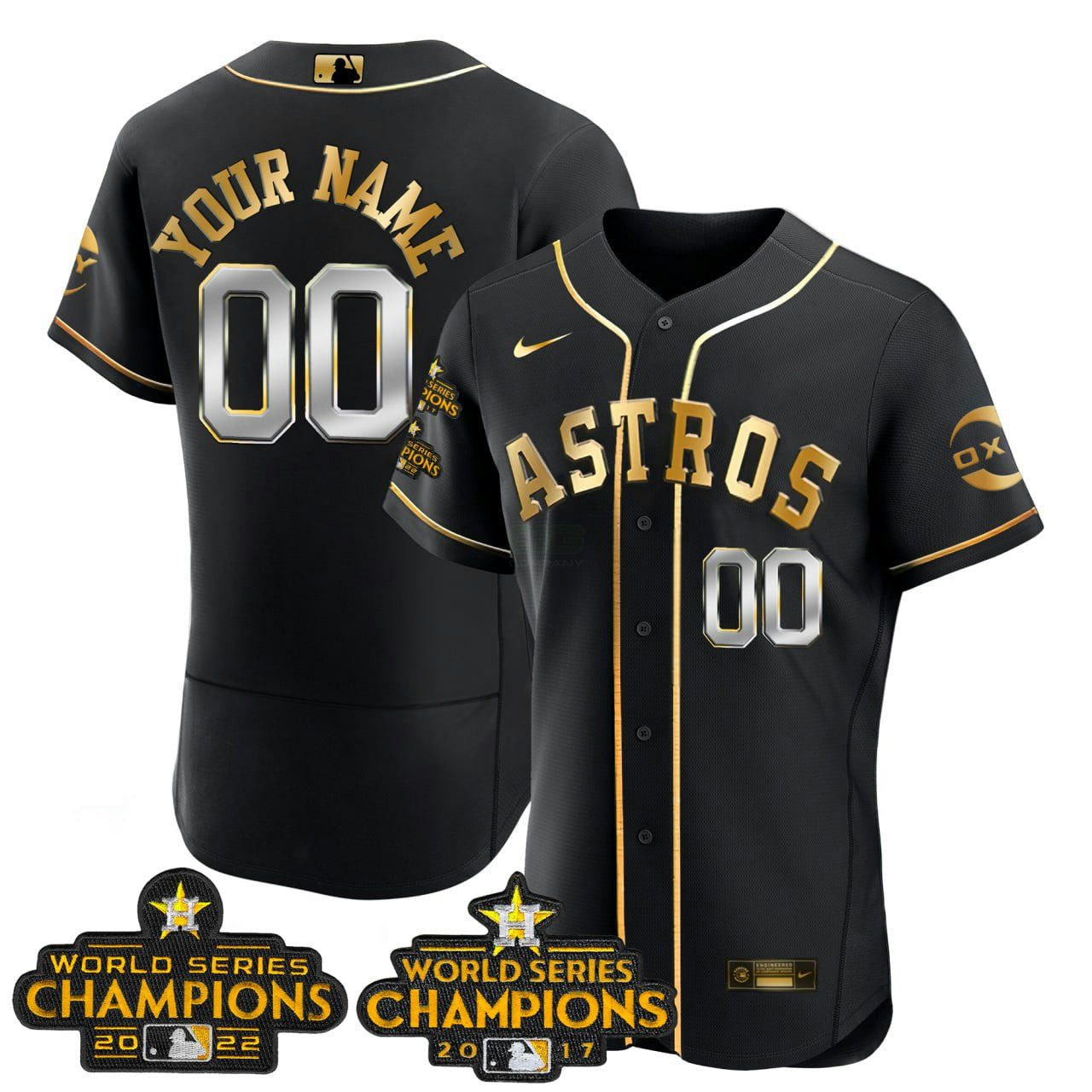 Camisa MLB Houston 2017 & 2022 Champions Gold Rush Jersey - Flex Preta