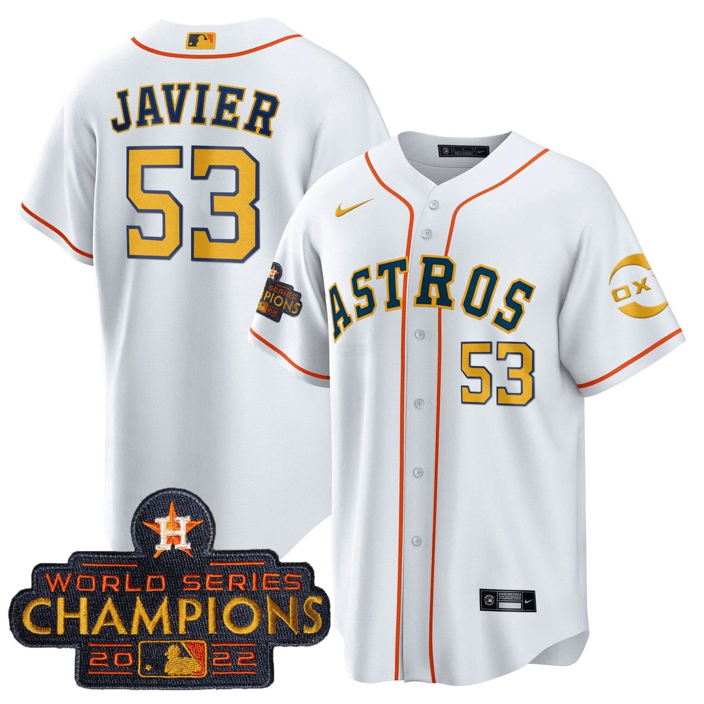Camisa MLB Houston 2022 Champions Gold Rush Oxy Patch Cool Base Jersey