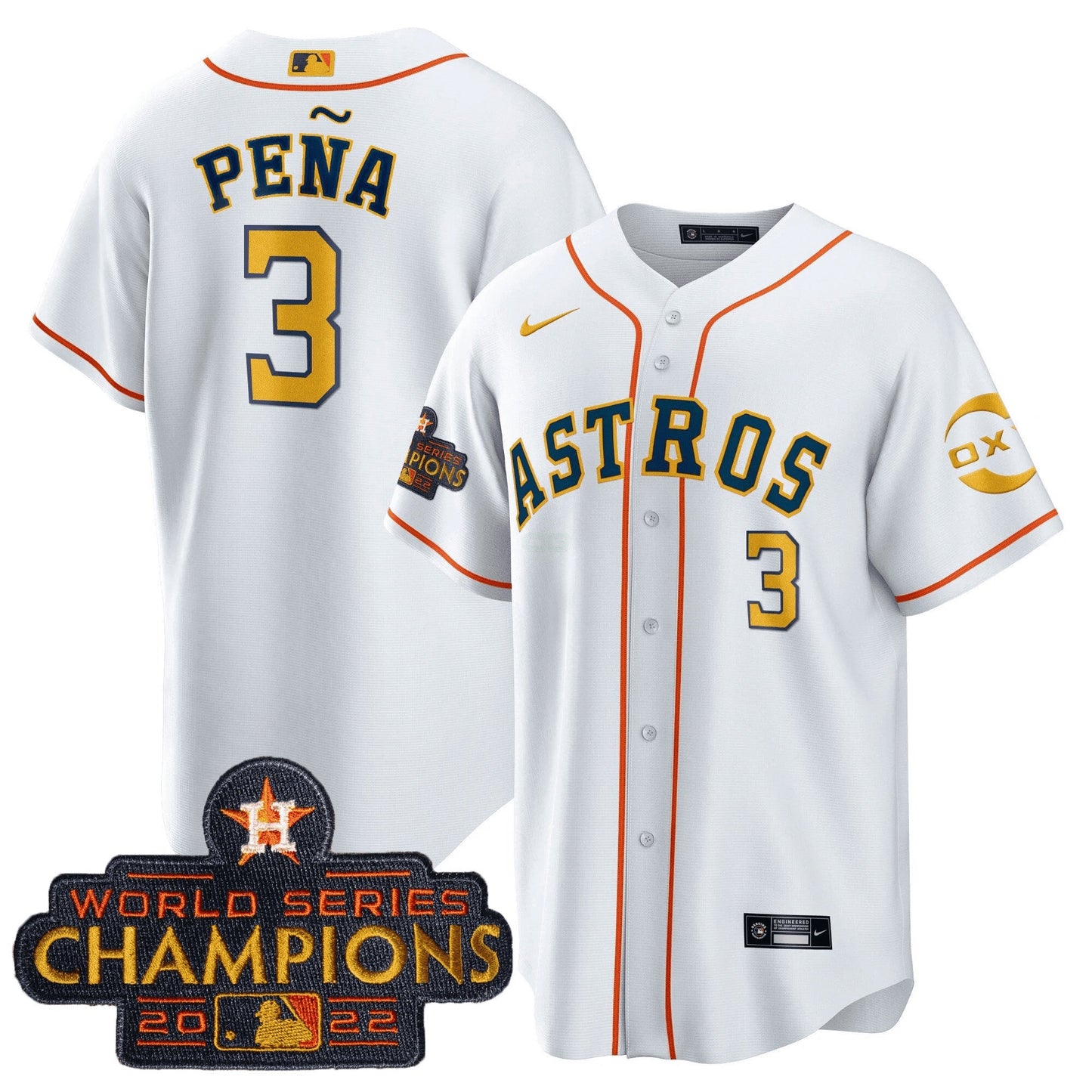 Camisa MLB Houston 2022 Champions Gold Rush Oxy Patch Cool Base Jersey