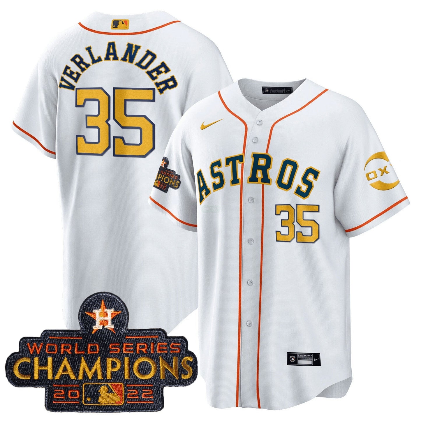 Camisa MLB Houston 2022 Champions Gold Rush Oxy Patch Cool Base Jersey