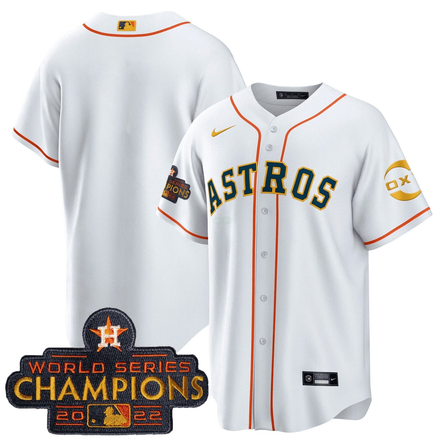 Camisa MLB Houston 2022 Champions Gold Rush Oxy Patch Cool Base Jersey