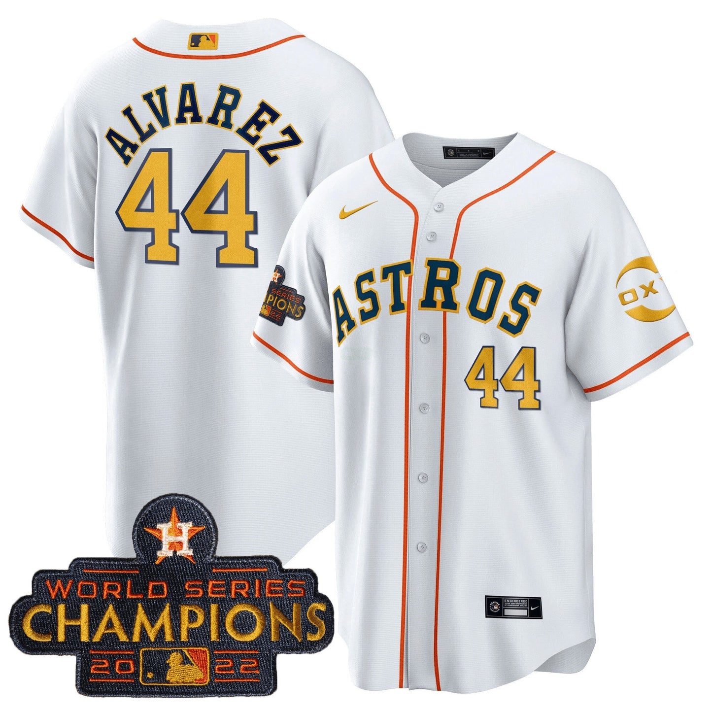 Camisa MLB Houston 2022 Champions Gold Rush Oxy Patch Cool Base Jersey
