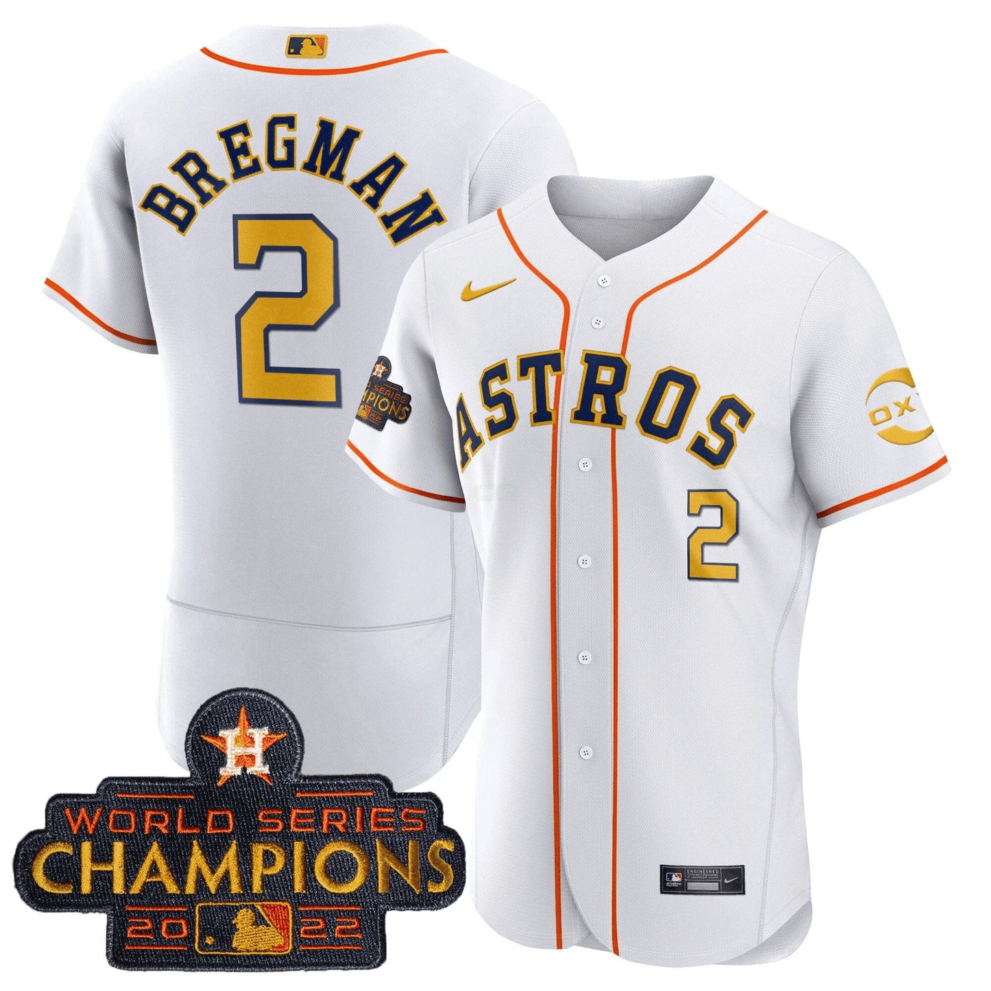 Camisa MLB Houston 2022 Champions Gold Rush Oxy Patch Flex Base Jersey