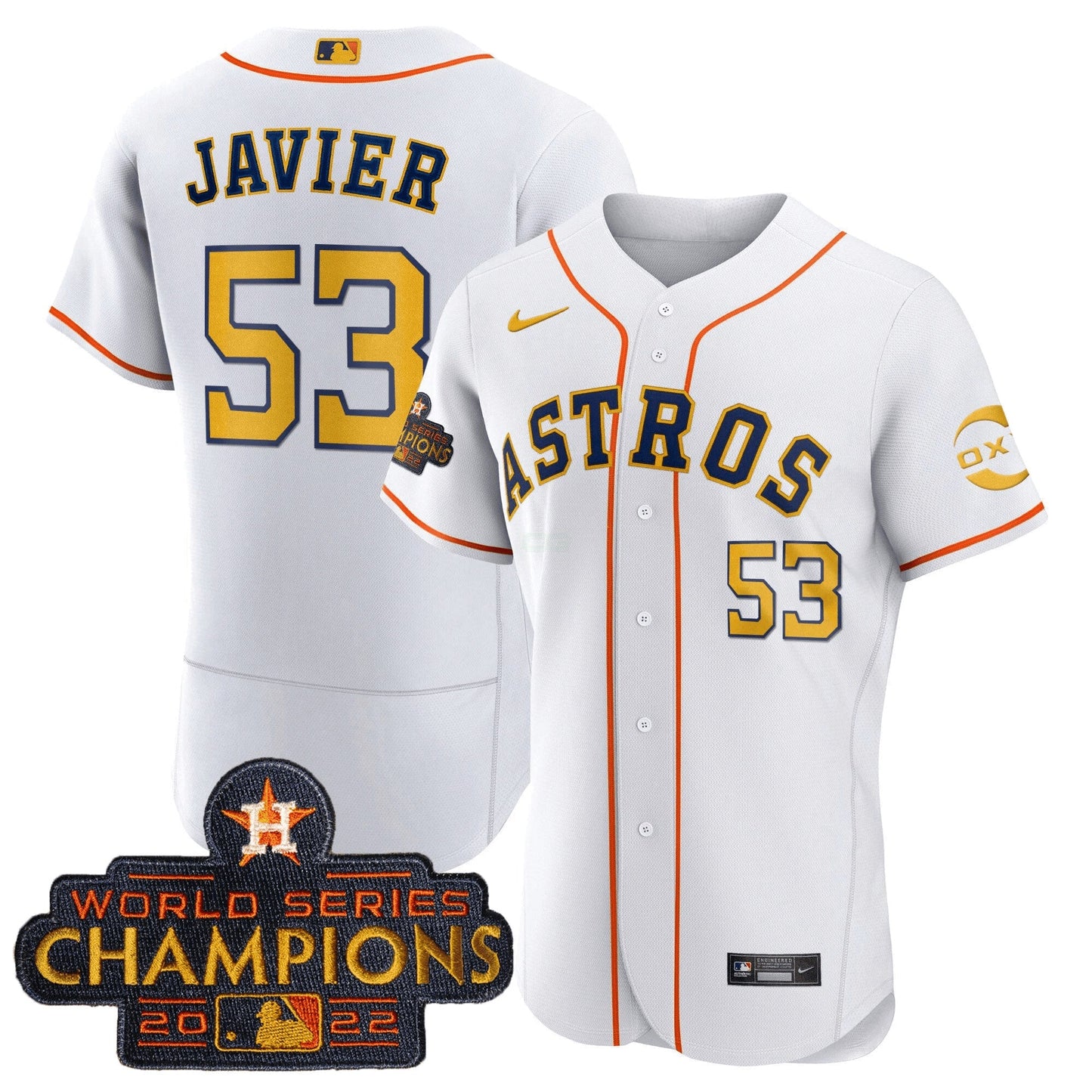 Camisa MLB Houston 2022 Champions Gold Rush Oxy Patch Flex Base Jersey