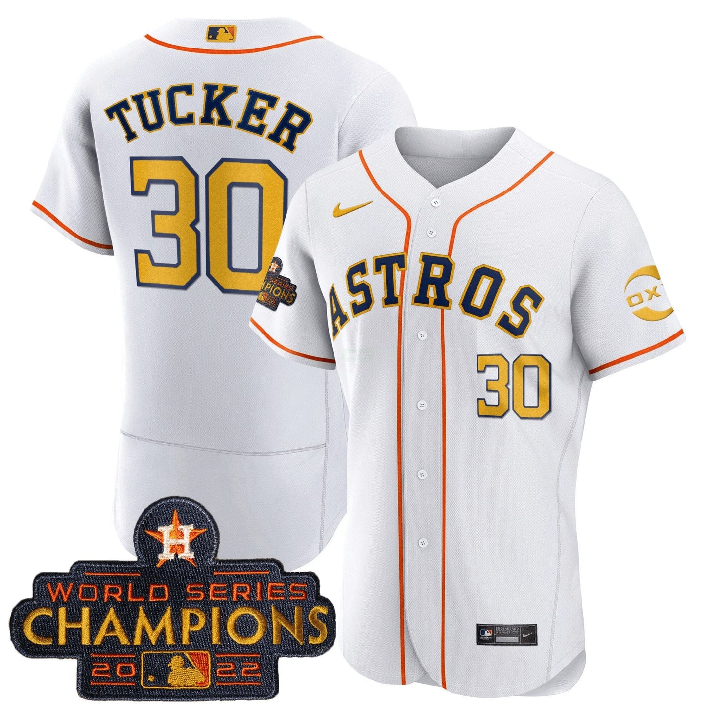 Camisa MLB Houston 2022 Champions Gold Rush Oxy Patch Flex Base Jersey