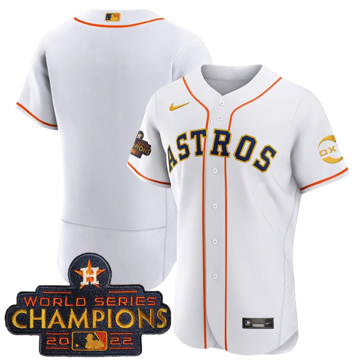 Camisa MLB Houston 2022 Champions Gold Rush Oxy Patch Flex Base Jersey