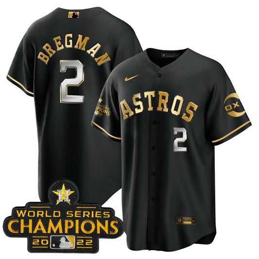 Camisa MLB Houston 2022 Champions Preta Gold Rush Cool Base Jersey