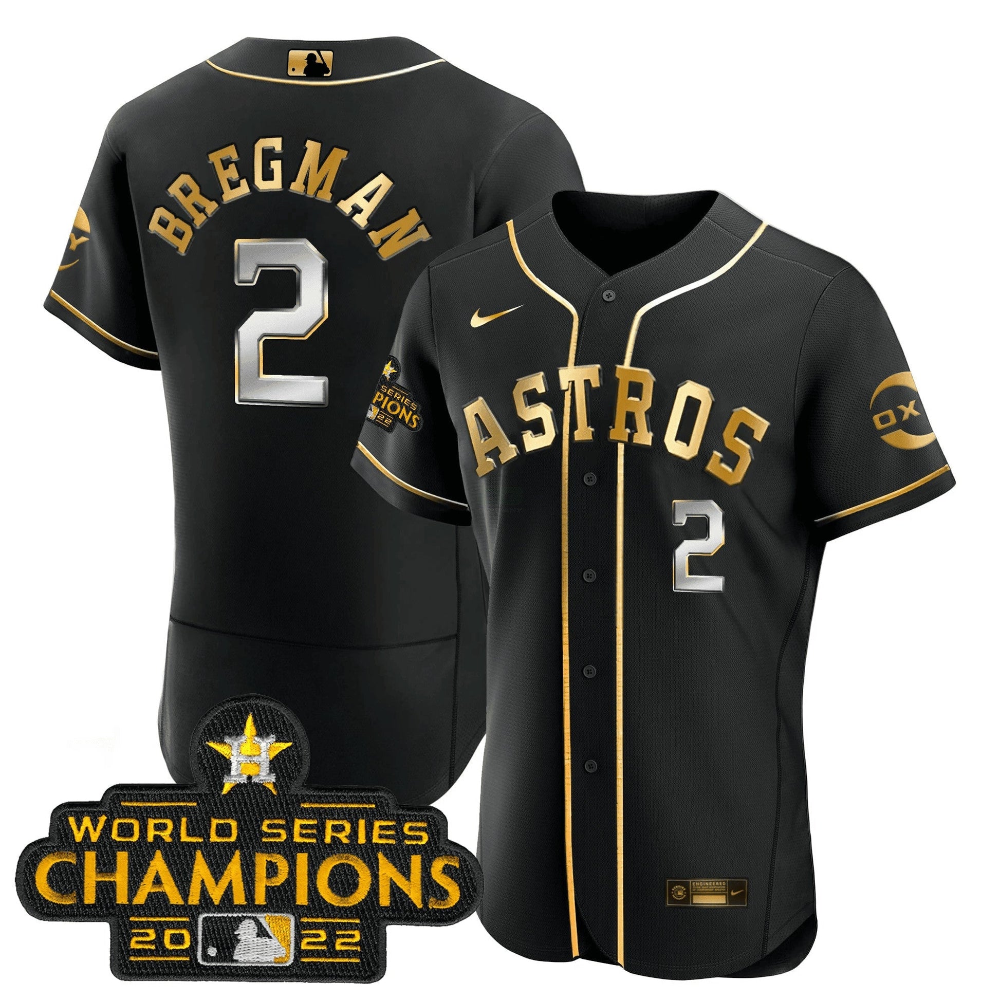 Camisa MLB Houston 2022 Champions Preta Gold Rush Flex Base Jersey