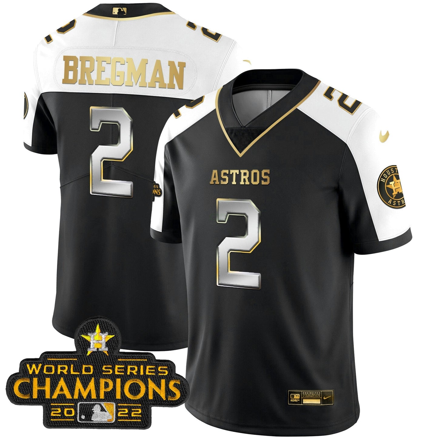 Camisa MLB Houston 2023 Champions Patch Vapor Dourada Jersey