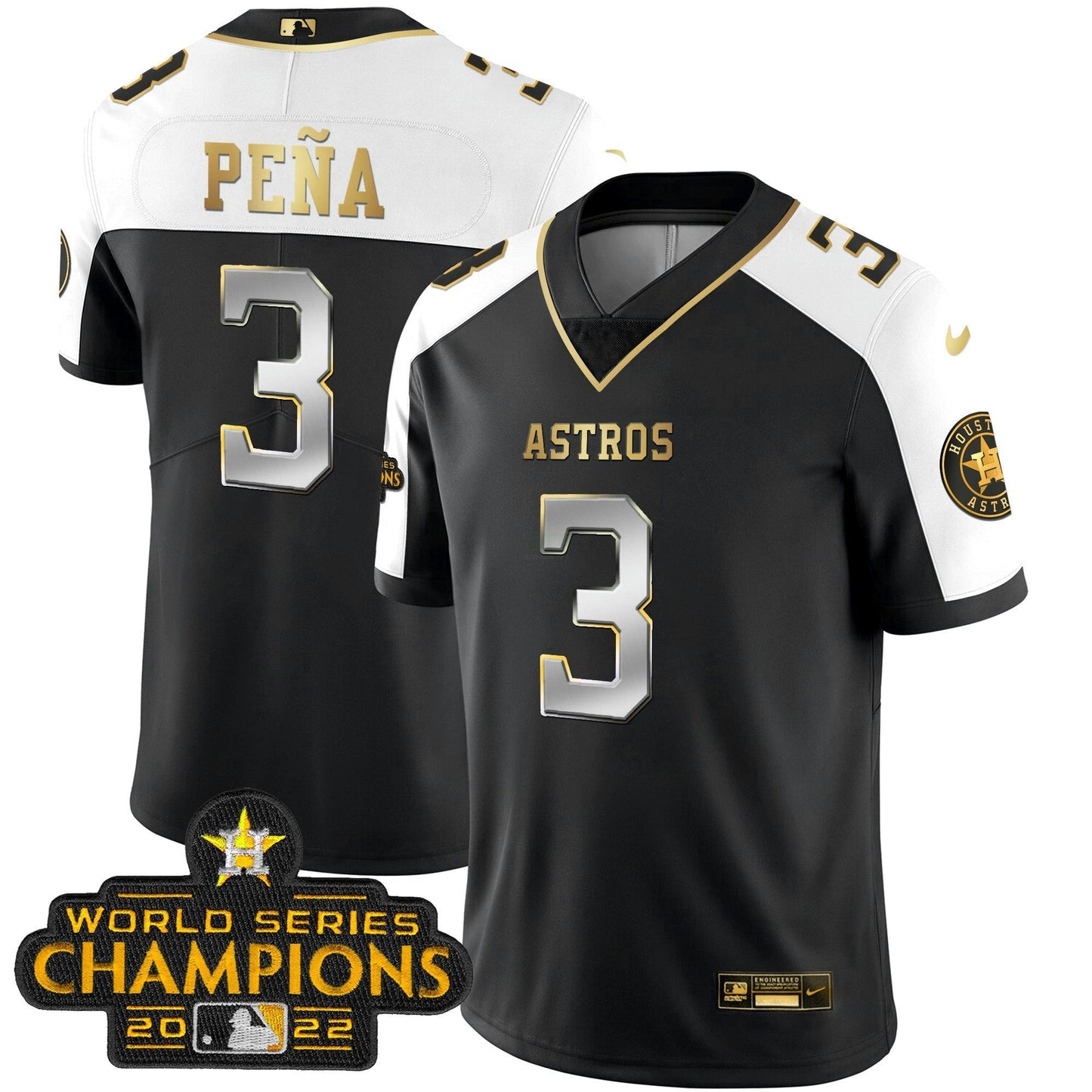 Camisa MLB Houston 2023 Champions Patch Vapor Dourada Jersey
