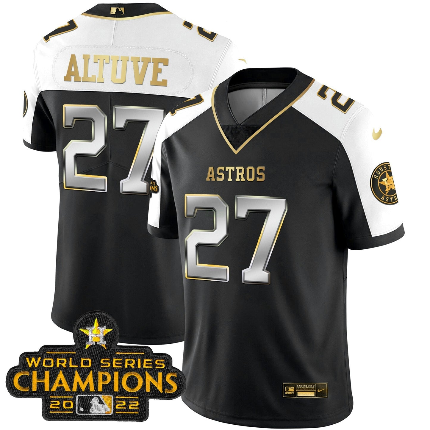 Camisa MLB Houston 2023 Champions Patch Vapor Dourada Jersey