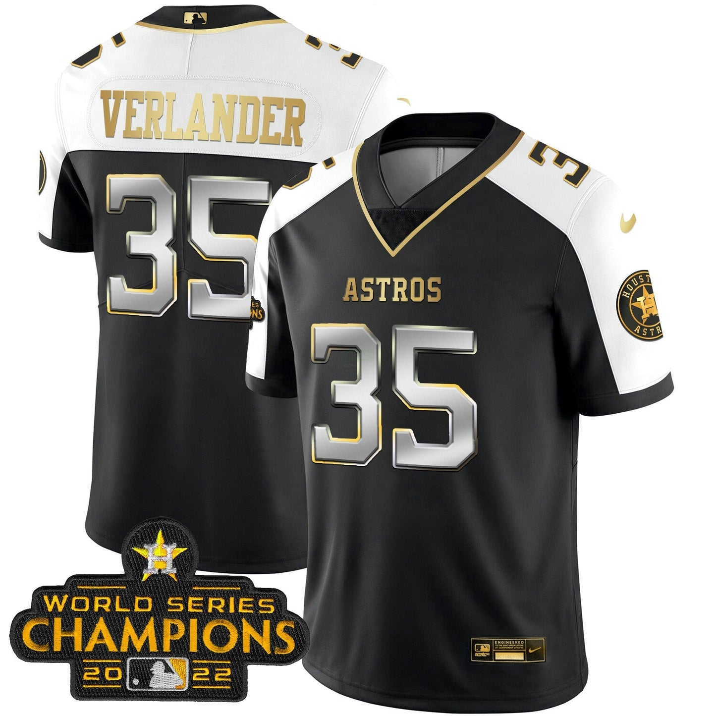 Camisa MLB Houston 2023 Champions Patch Vapor Dourada Jersey