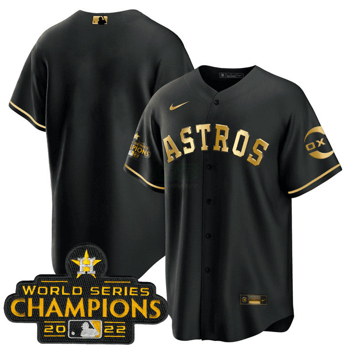 Camisa MLB Houston Black Gold Rush Blank No Name Jersey