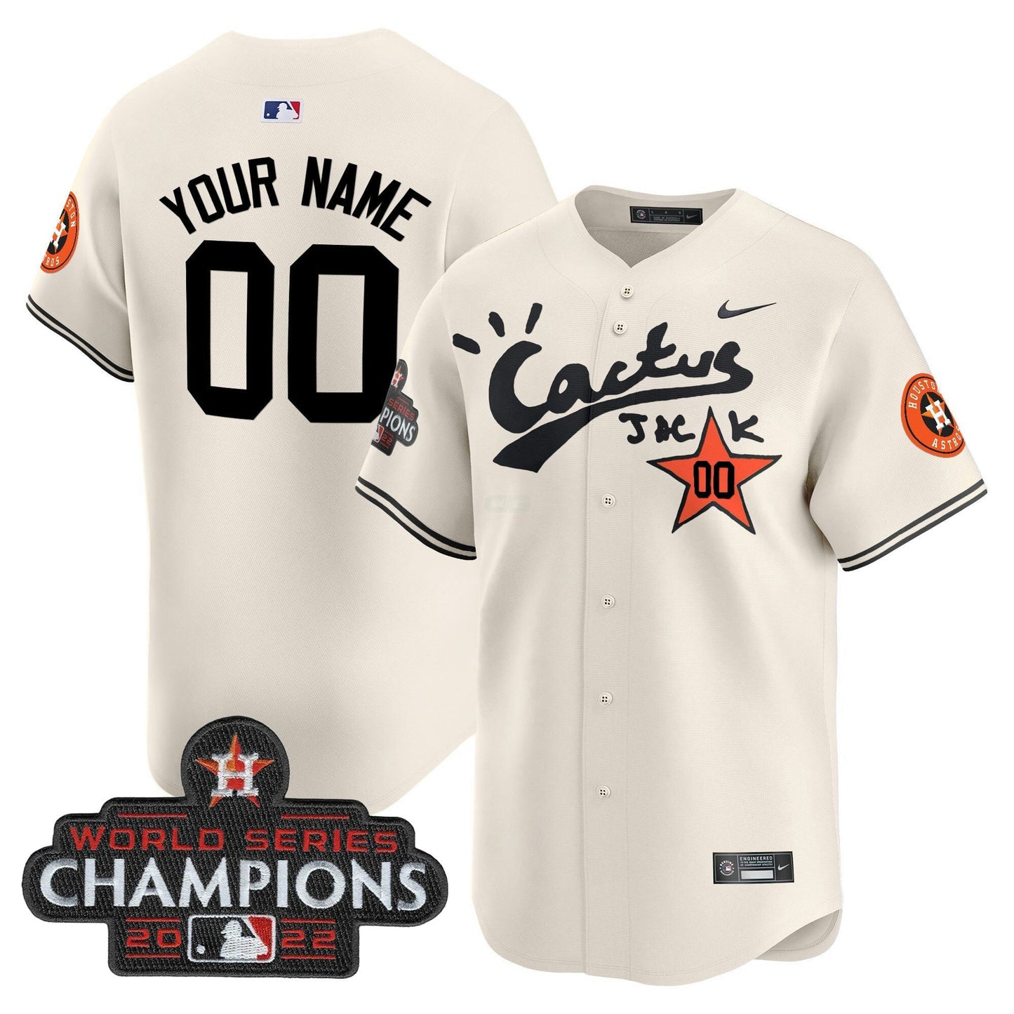 Camisa MLB Houston Cactus Jack Champions Patch Vapor Premier Limited Jersey