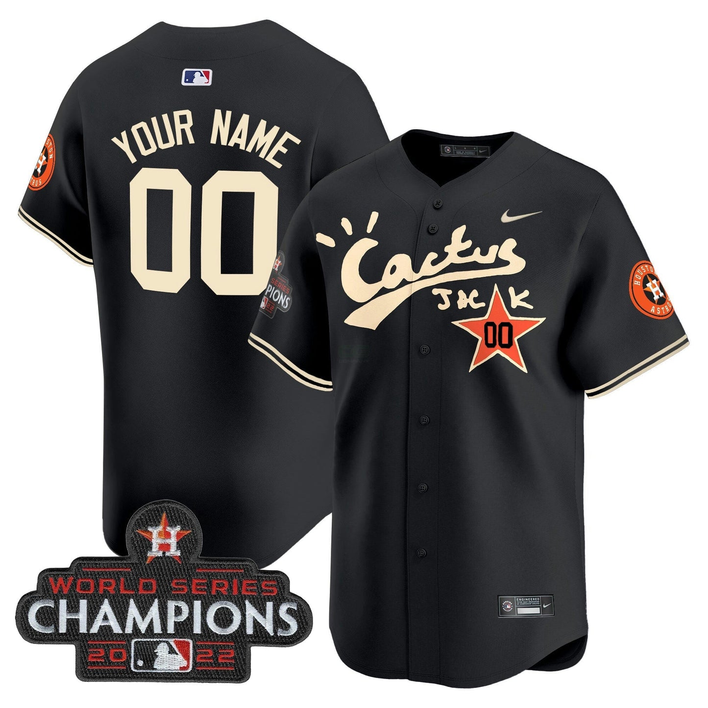 Camisa MLB Houston Cactus Jack Champions Patch Vapor Premier Limited Jersey