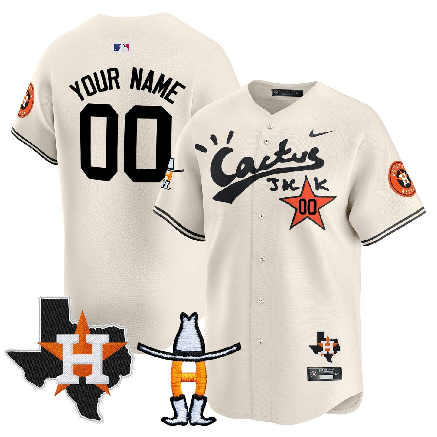 Camisa MLB Houston Cactus Jack Houston Rodeo Patch Vapor Premier Limited Jersey
