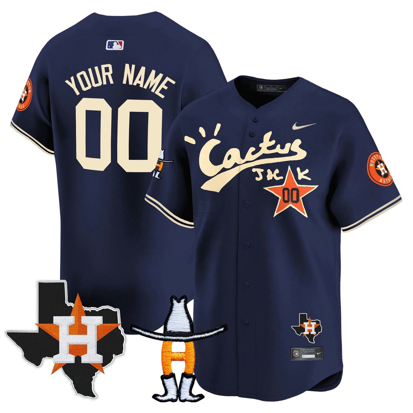 Camisa MLB Houston Cactus Jack Houston Rodeo Patch Vapor Premier Limited Jersey