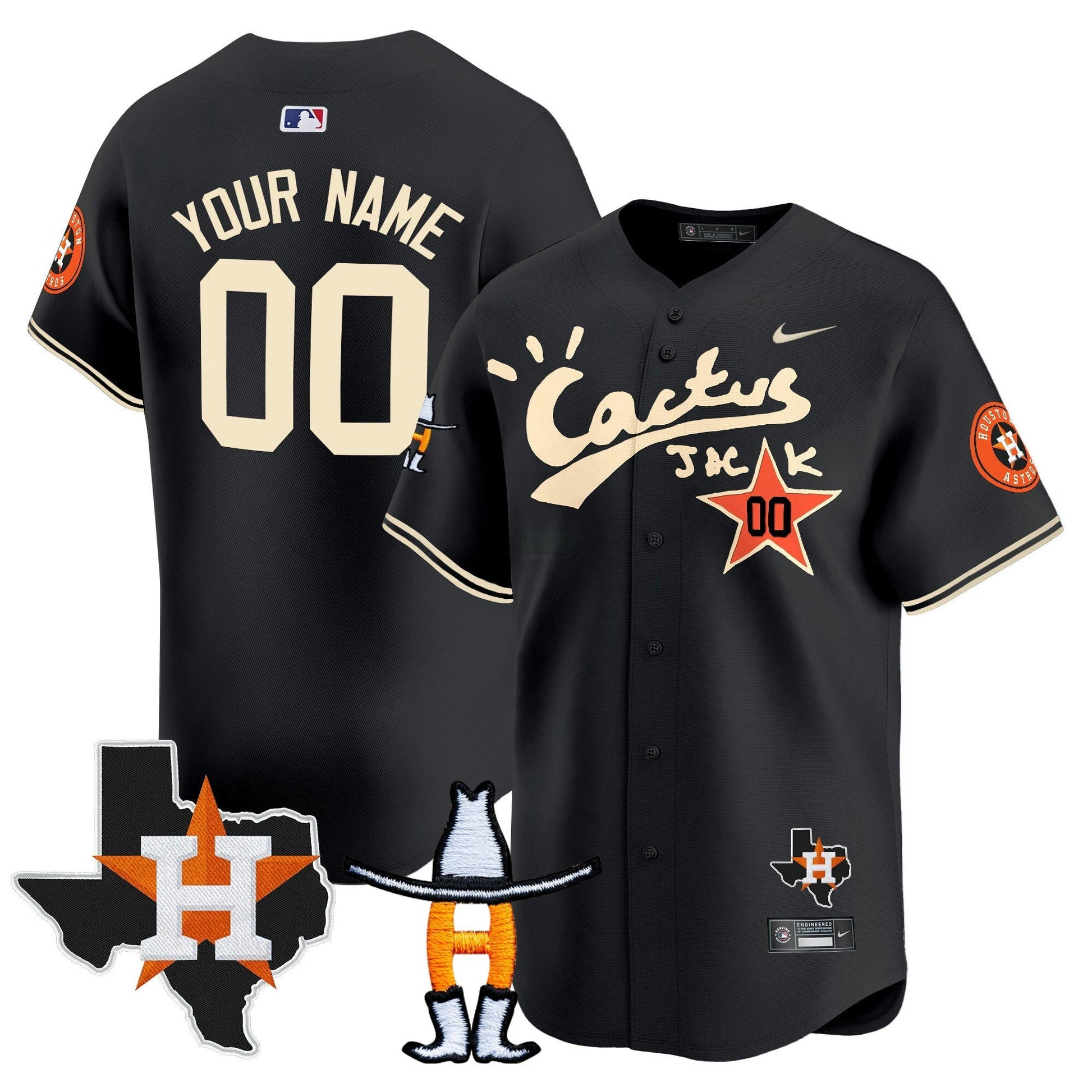 Camisa MLB Houston Cactus Jack Houston Rodeo Patch Vapor Premier Limited Jersey