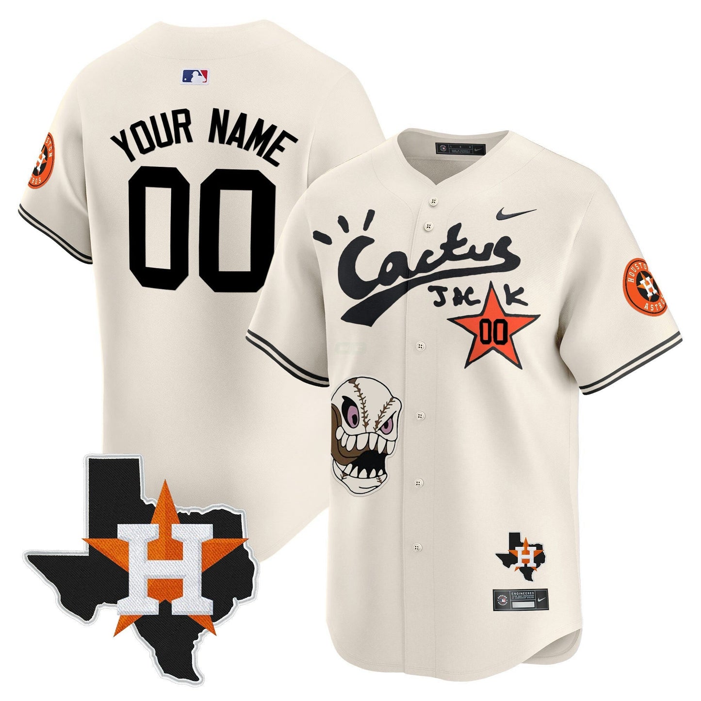 Camisa MLB Houston Cactus Jack Patch Vapor Premier Limited Jersey