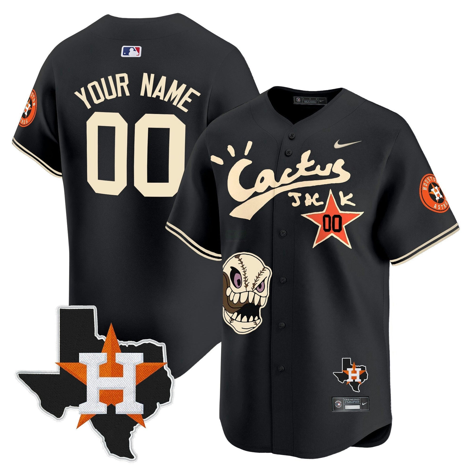 Camisa MLB Houston Cactus Jack Patch Vapor Premier Limited Jersey