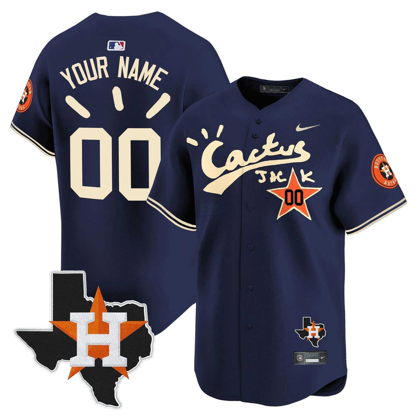 Camisa MLB Houston Cactus Jack Patch Vapor Premier Limited Jersey V10 – Stitched